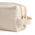 Canvas toilettas met dubbel compartiment en inbegrepen handvat