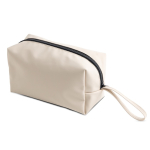 Toilettas van synthetisch leer met hoofdvak met ritssluiting kleur beige