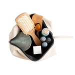 Toilettas van synthetisch leer met hoofdvak met ritssluiting kleur beige