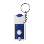 Sleutelhanger met LED-zaklamp en winkelwagenmuntje kleur blauw eerste weergave