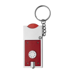 Sleutelhanger met LED-zaklamp en winkelwagenmuntje kleur rood eerste weergave