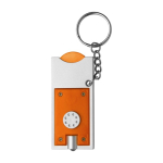 Sleutelhanger met LED-zaklamp en winkelwagenmuntje kleur oranje eerste weergave