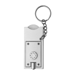 Sleutelhanger met LED-zaklamp en winkelwagenmuntje kleur zilver eerste weergave