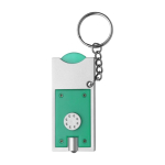 Sleutelhanger met LED-zaklamp en winkelwagenmuntje kleur lichtgroen eerste weergave