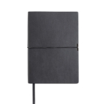 Blocnote van synthetisch leer met horizontale elastiek, A5 formaat kleur zwart