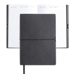 Blocnote van synthetisch leer met horizontale elastiek, A5 formaat