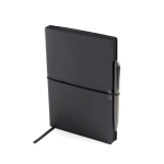 Blocnote van synthetisch leer met horizontale elastiek, A5 formaat