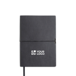 Blocnote van synthetisch leer met horizontale elastiek, A5 formaat