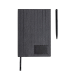 Notitieboek van synthetisch leer en metalen pen, A5, blanco pagina’s kleur zwart