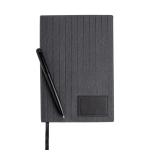 Notitieboek van synthetisch leer en metalen pen, A5, blanco pagina’s kleur zwart