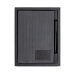 Notitieboek van synthetisch leer en metalen pen, A5, blanco pagina’s kleur zwart