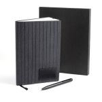 Notitieboek van synthetisch leer en metalen pen, A5, blanco pagina’s