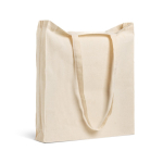 Katoenen tas met volledige bodemvouw voor meer capaciteit 140 g/m² kleur beige