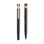 Set van pen en rollerpen met roségouden details, zwarte inkt kleur zwart