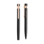 Set van pen en rollerpen met roségouden details, zwarte inkt kleur zwart