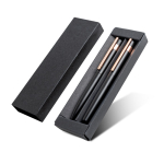 Set van pen en rollerpen met roségouden details, zwarte inkt kleur zwart