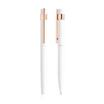 Set van pen en rollerpen met roségouden details, zwarte inkt kleur wit