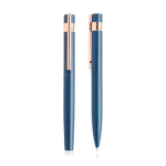 Set van pen en rollerpen met roségouden details, zwarte inkt kleur marineblauw
