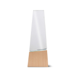 Gestileerde glazen trofee met houten voet die elegantie uitstraalt kleur lichtbruin