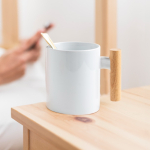 Keramische mok ideaal voor sublimatie met houten handvat 325ml