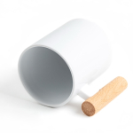 Keramische mok ideaal voor sublimatie met houten handvat 325ml