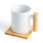 Keramische mok ideaal voor sublimatie met houten handvat 325ml