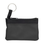 Eenvoudige nylon portemonnee met zwarte rits en sleutelhanger kleur zwart eerste weergave