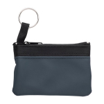 Eenvoudige nylon portemonnee met zwarte rits en sleutelhanger kleur blauw eerste weergave