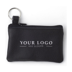 Leren portemonnee met rits en sleutelhanger, personaliseerbaar kleur zwart tweede weergave