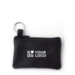 Leren portemonnee met rits en sleutelhanger, personaliseerbaar kleur zwart met jouw bedrukking