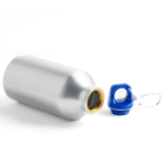 Fles van gerecycled aluminium met gekleurde dop en karabijnhaak 400ml