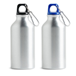 Fles van gerecycled aluminium met gekleurde dop en karabijnhaak 400ml