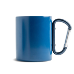 Dubbelwandige mok van gerecycled rvs met karabijnhaak 300ml kleur marineblauw