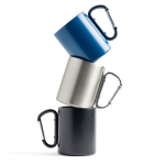 Dubbelwandige mok van gerecycled rvs met karabijnhaak 300ml