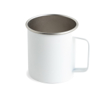 Mok van gerecycled roestvrij staal met modern design en handvat 400ml kleur wit