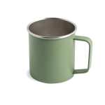 Mok van gerecycled roestvrij staal met modern design en handvat 400ml kleur bosgroen