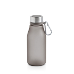 Matte fles van gerecycled plastic met karabijnhaak 350ml kleur zwart