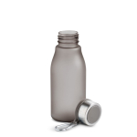 Matte fles van gerecycled plastic met karabijnhaak 350ml kleur zwart