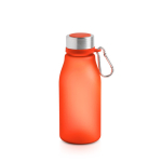 Matte fles van gerecycled plastic met karabijnhaak 350ml kleur rood