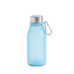 Matte fles van gerecycled plastic met karabijnhaak 350ml kleur turkoois