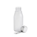 Matte fles van gerecycled plastic met karabijnhaak 350ml kleur doorschijnend