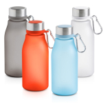 Matte fles van gerecycled plastic met karabijnhaak 350ml