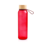 Matte drinkfles van gerecycled plastic met bamboedeksel 350ml kleur rood