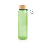 Matte drinkfles van gerecycled plastic met bamboedeksel 350ml kleur groen