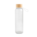 Matte drinkfles van gerecycled plastic met bamboedeksel 350ml kleur doorschijnend