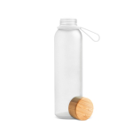 Matte drinkfles van gerecycled plastic met bamboedeksel 350ml kleur doorschijnend