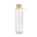 Matte drinkfles van gerecycled plastic met bamboedeksel 350ml kleur doorschijnend