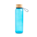 Matte drinkfles van gerecycled plastic met bamboedeksel 350ml kleur koningsblauw