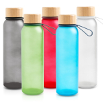 Matte drinkfles van gerecycled plastic met bamboedeksel 350ml