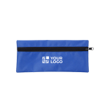 Klassieke rechthoekige etui van polyester met zwarte rits kleur ultramarijn blauw met jouw bedrukking